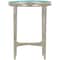 23" Aluminum Textured Accent Table with Glass Tabletop